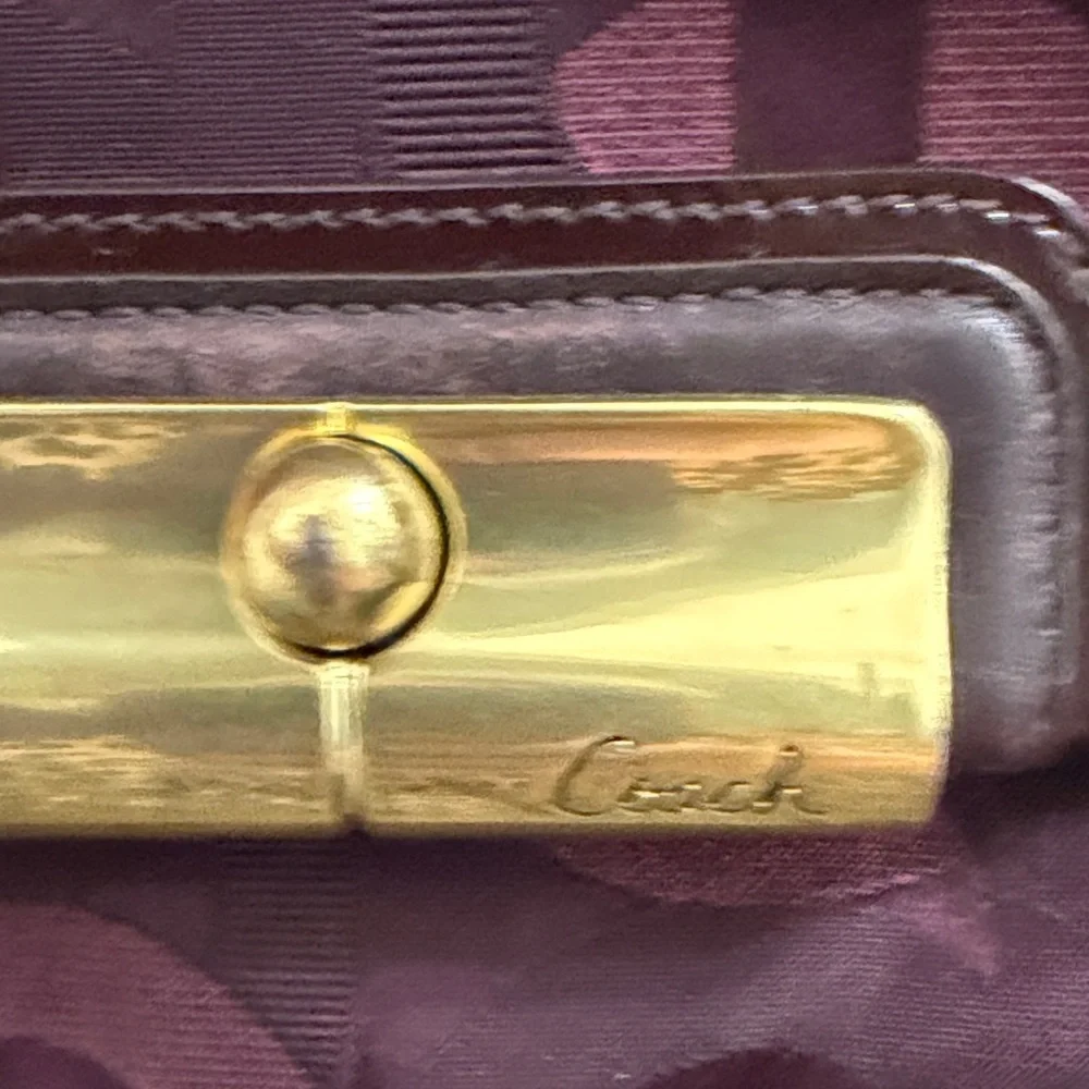 Coach Plum Jacquard Hobo Bag with Gold Hardware